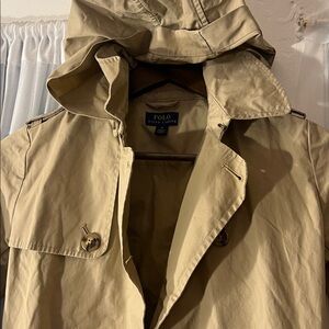 Polo Ralph Lauren Kid’s Trench Coat With Hoodie Size 10 Beige Outerwear